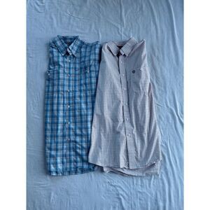 Wrangler George Strait Collection Button Down Shirt Lot of Two Size L Blue/White